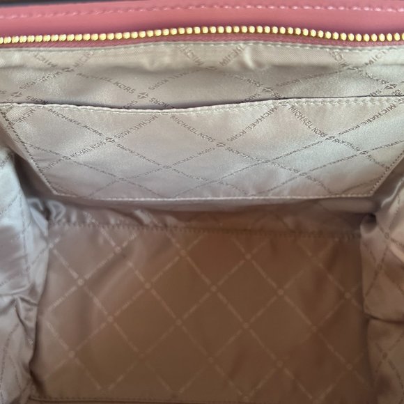 Michael Kors Avril Large Satchel Shoulder Leather Bag Pink Rose - Picture 9 of 10